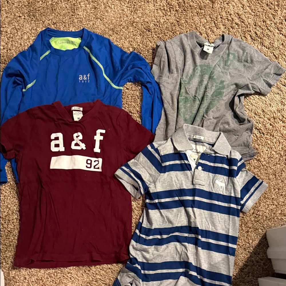 Abercrombie & Fitch Kids' Blue and Green Long Sleeve Tee